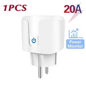 Smart Plug WiFi Socket EU 16A/20A Power Monitor Timing Function Tuya