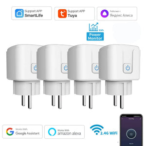 Smart Plug WiFi Socket EU 16A/20A Power Monitor Timing Function Tuya