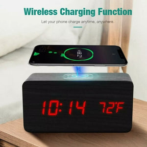 Wooden Alarm Clock with Charging Pad - Stylehomes.store